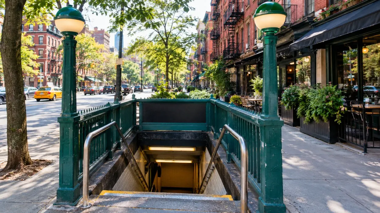 The West 4th Street subway entrance on Sixth Avenue
