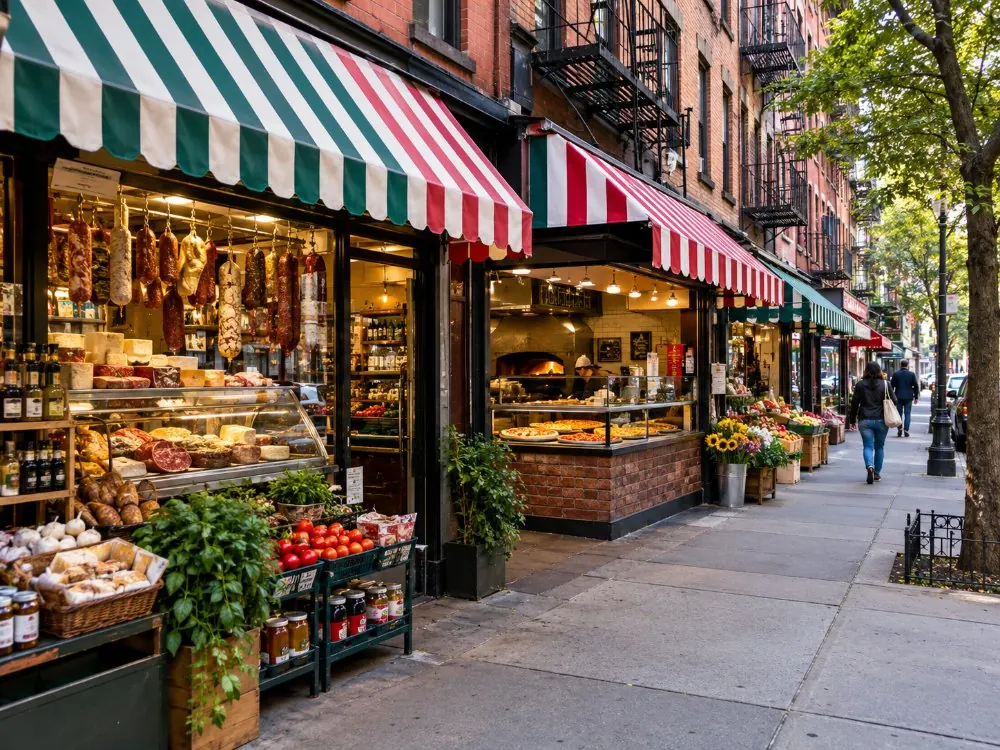 Italian delis and pizza counters on Bleecker Street
